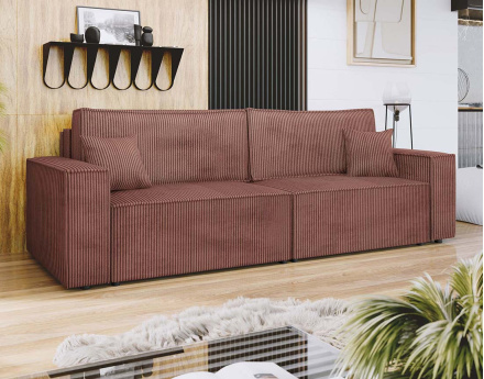 Canapé droit 3 places convertible avec coffre en velours côtelé Cezanne