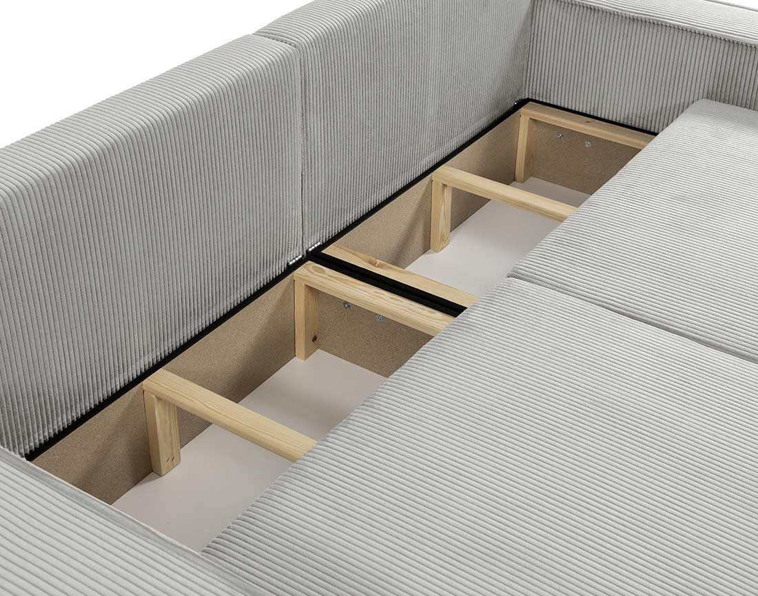 Canapé droit 3 places convertible avec coffre en velours côtelé Cezanne