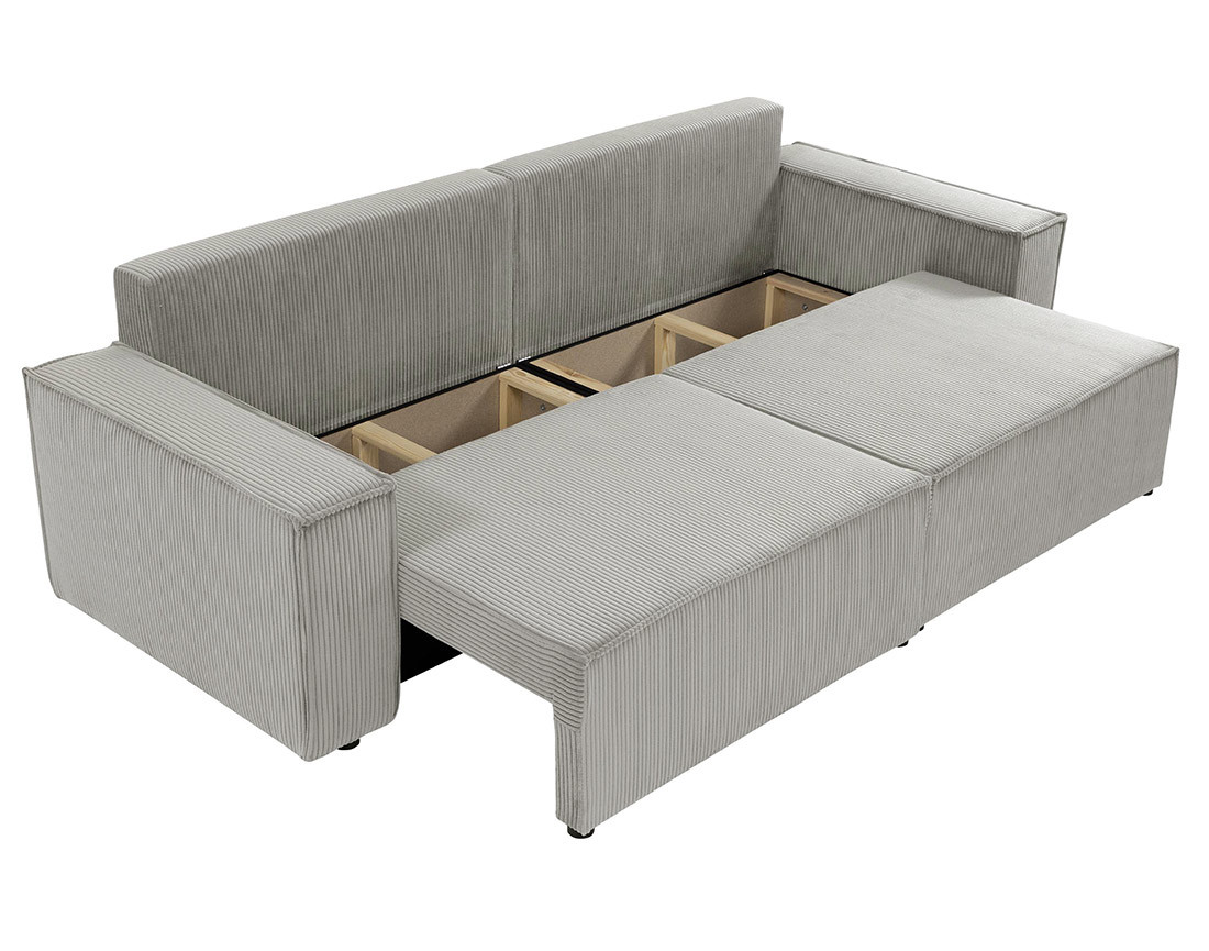 Canapé droit 3 places convertible avec coffre en velours côtelé Cezanne