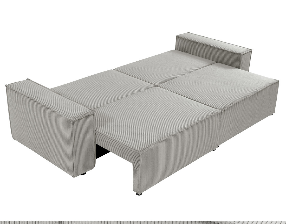 Canapé droit 3 places convertible avec coffre en velours côtelé Cezanne