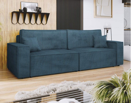 Canapé droit 3 places convertible avec coffre en velours côtelé Cezanne