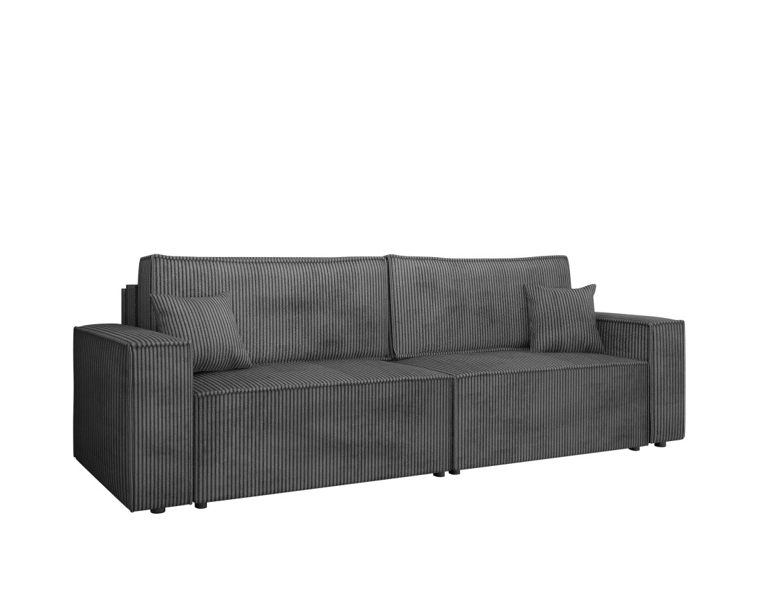 Canapé droit 3 places convertible avec coffre en velours côtelé Cezanne