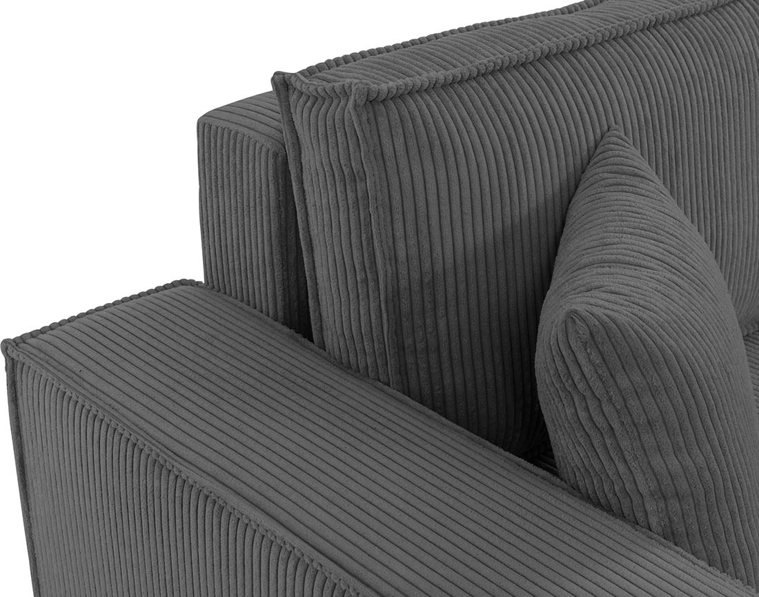 Canapé d'angle réversible 5 places convertible avec coffre en velours côtelé Cezanne