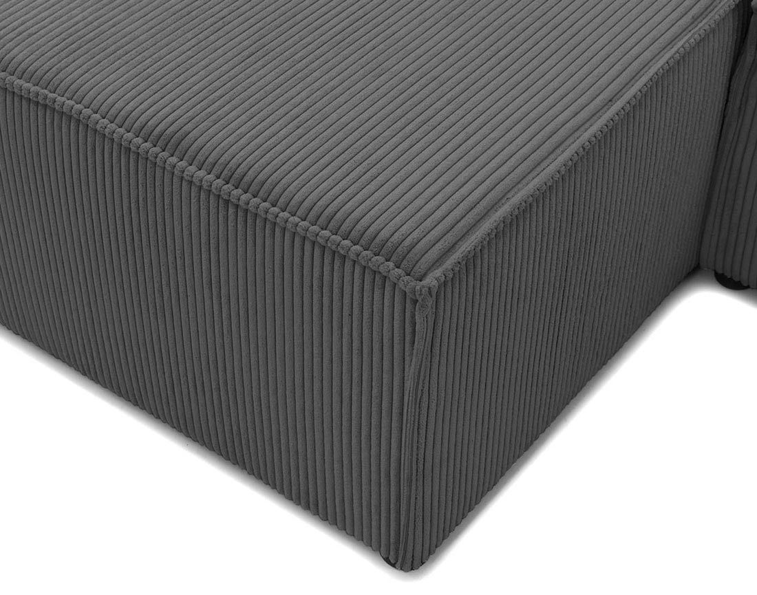 Canapé d'angle réversible 5 places convertible avec coffre en velours côtelé Cezanne