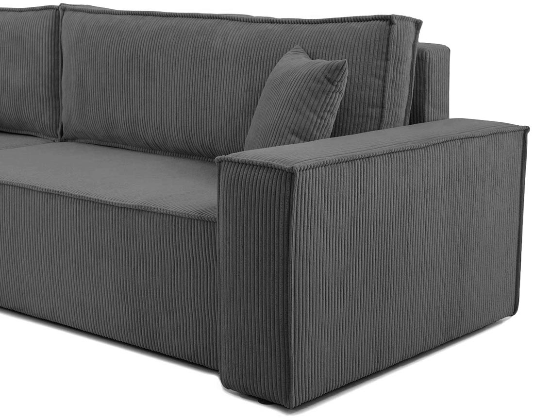 Canapé d'angle réversible 5 places convertible avec coffre en velours côtelé Cezanne