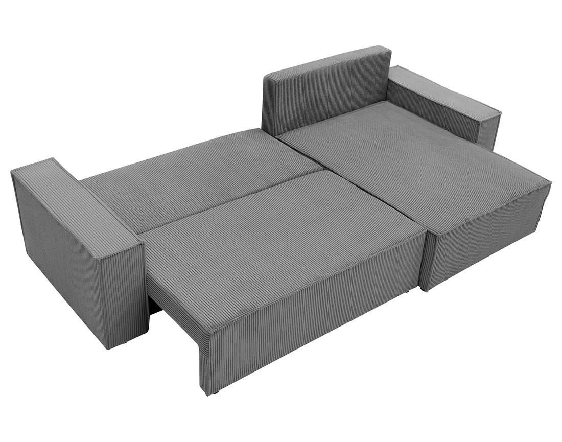 Canapé d'angle réversible 5 places convertible avec coffre en velours côtelé Cezanne
