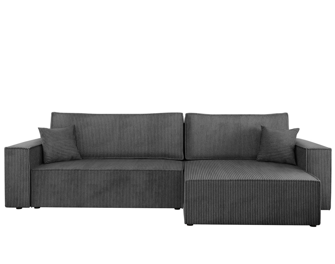Canapé d'angle réversible 5 places convertible avec coffre en velours côtelé Cezanne