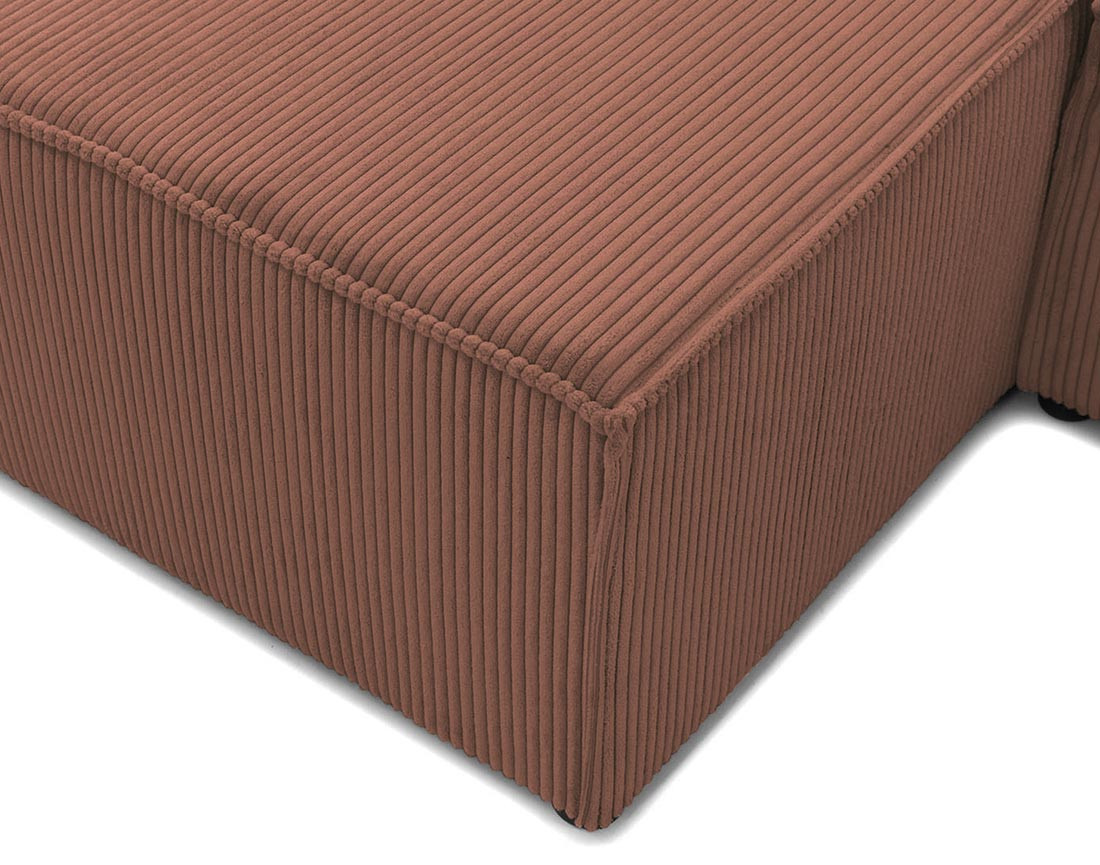 Canapé d'angle réversible 5 places convertible avec coffre en velours côtelé Cezanne