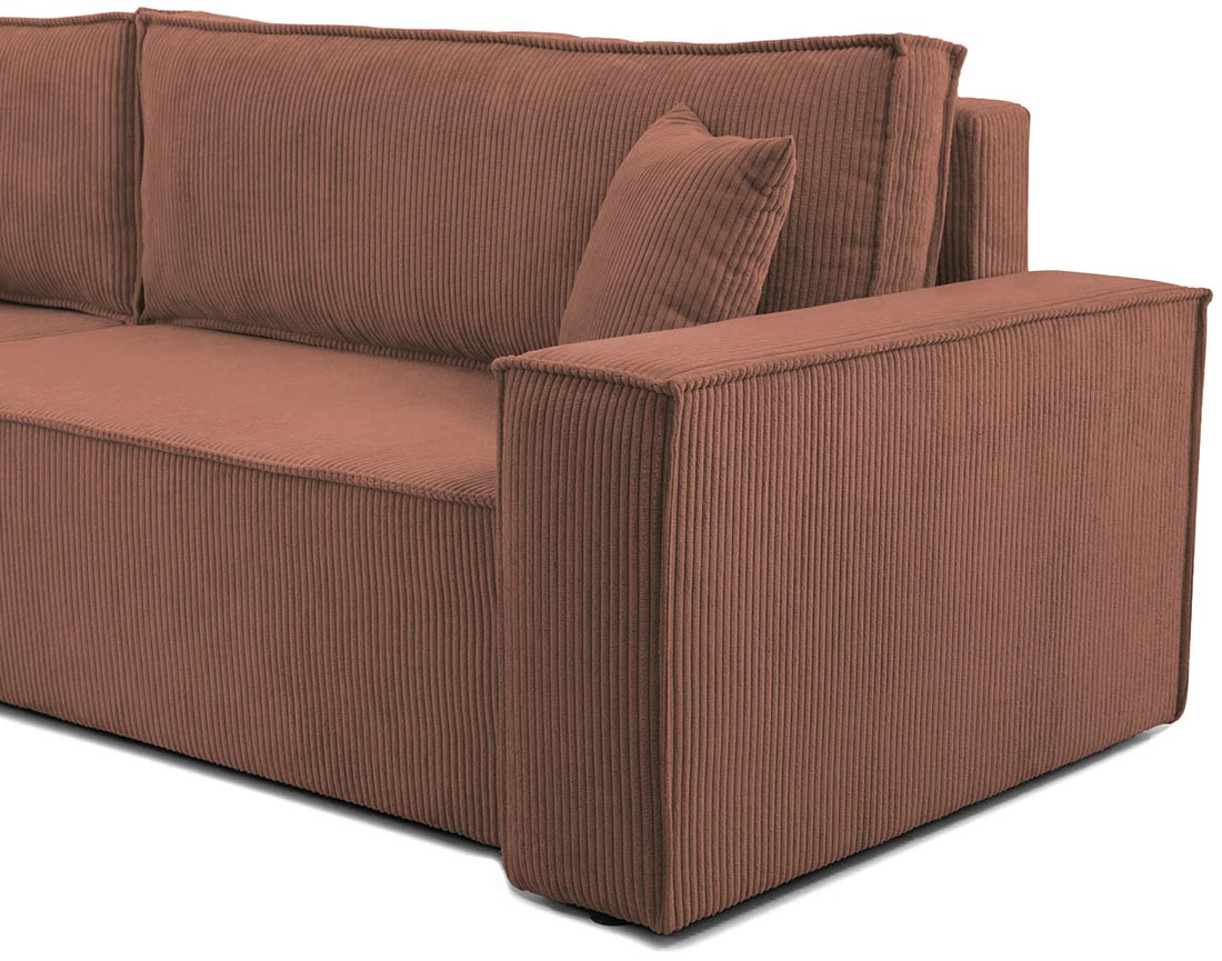 Canapé d'angle réversible 5 places convertible avec coffre en velours côtelé Cezanne