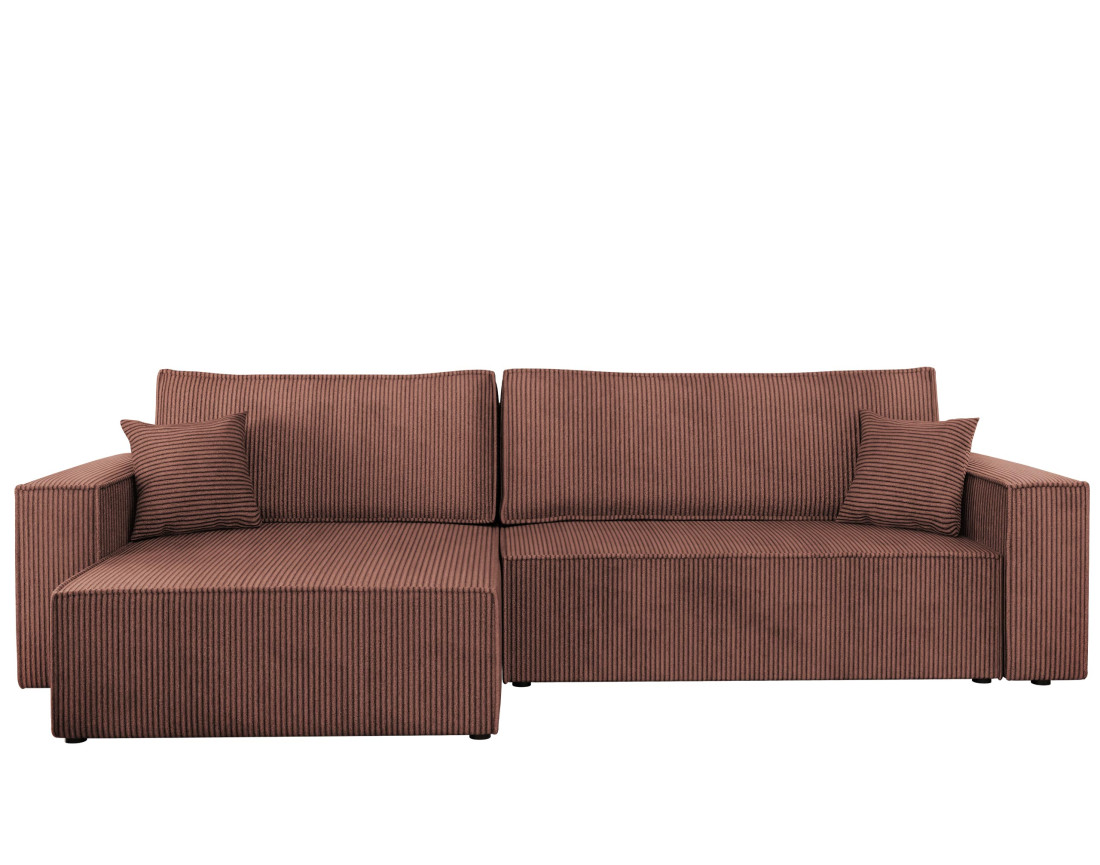 Canapé d'angle réversible 5 places convertible avec coffre en velours côtelé Cezanne