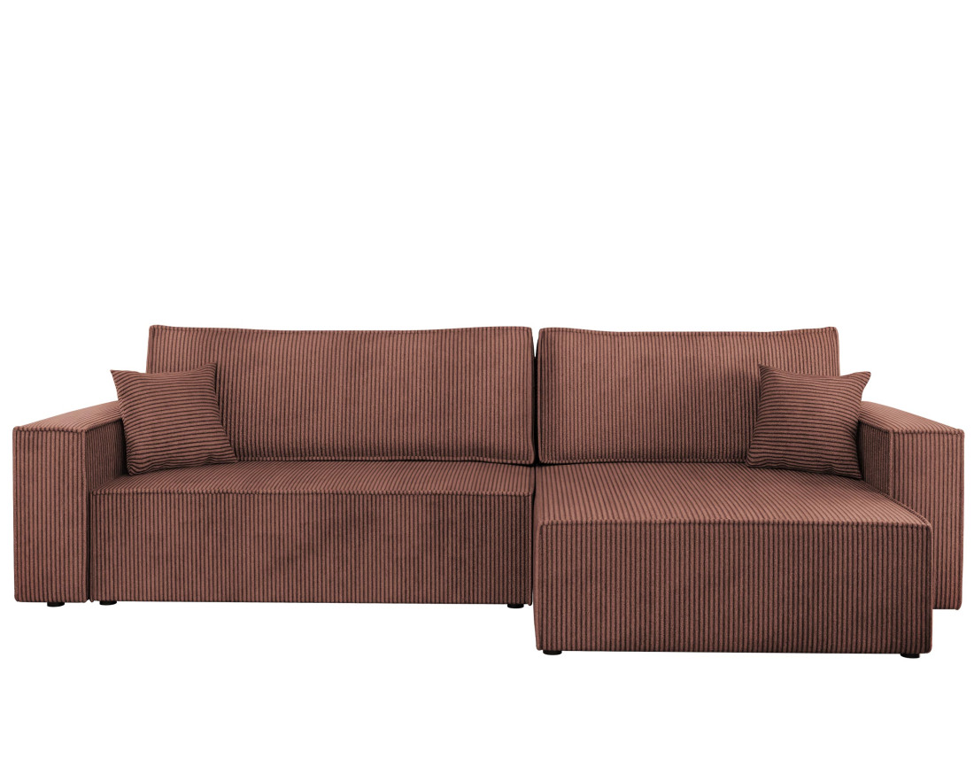 Canapé d'angle réversible 5 places convertible avec coffre en velours côtelé Cezanne