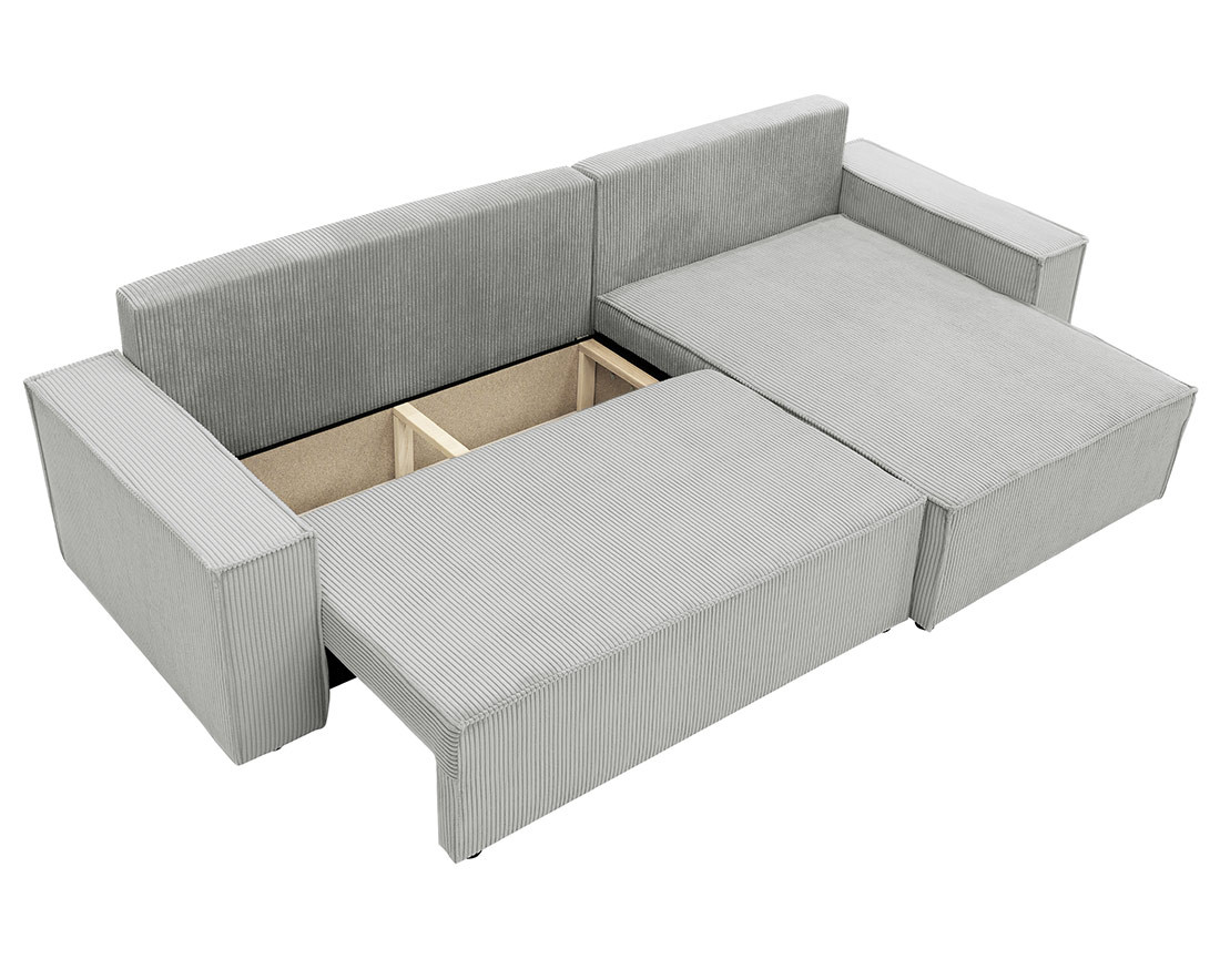Canapé d'angle réversible 5 places convertible avec coffre en velours côtelé Cezanne