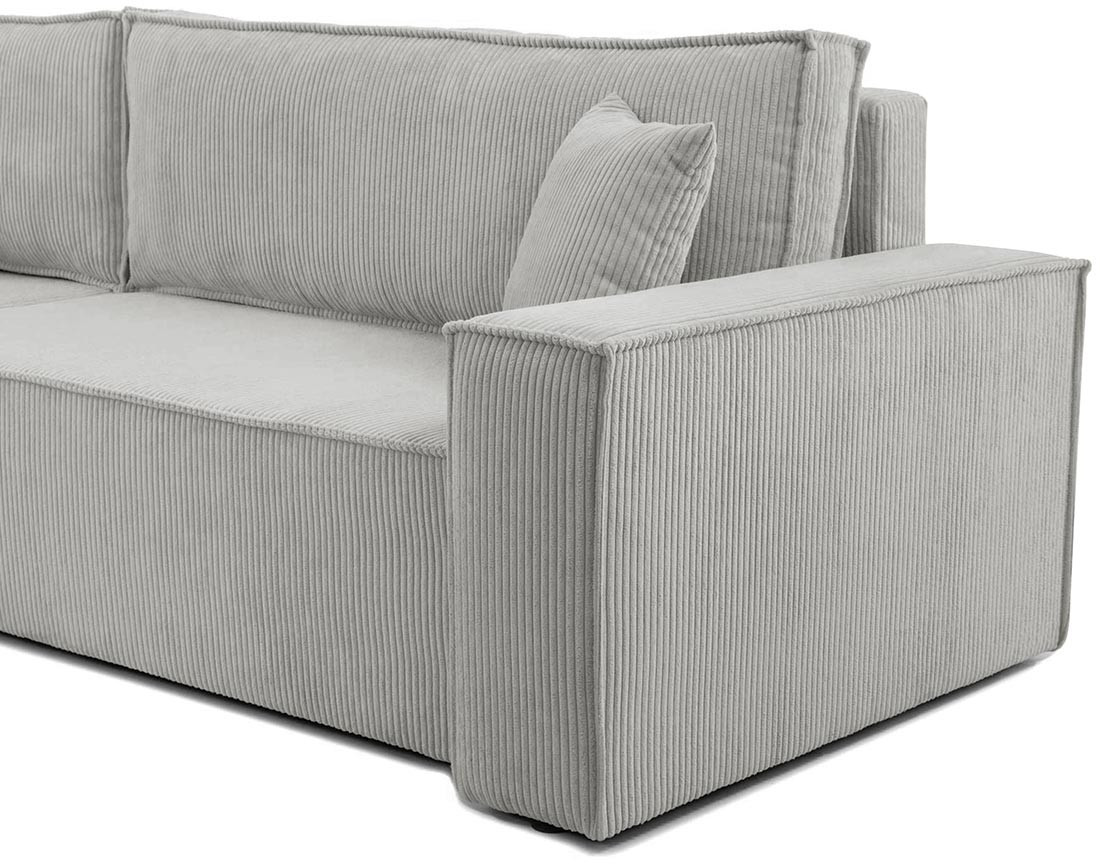 Canapé d'angle réversible 5 places convertible avec coffre en velours côtelé Cezanne