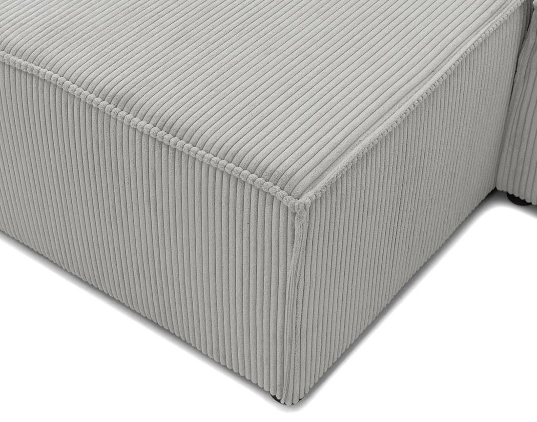 Canapé d'angle réversible 5 places convertible avec coffre en velours côtelé Cezanne