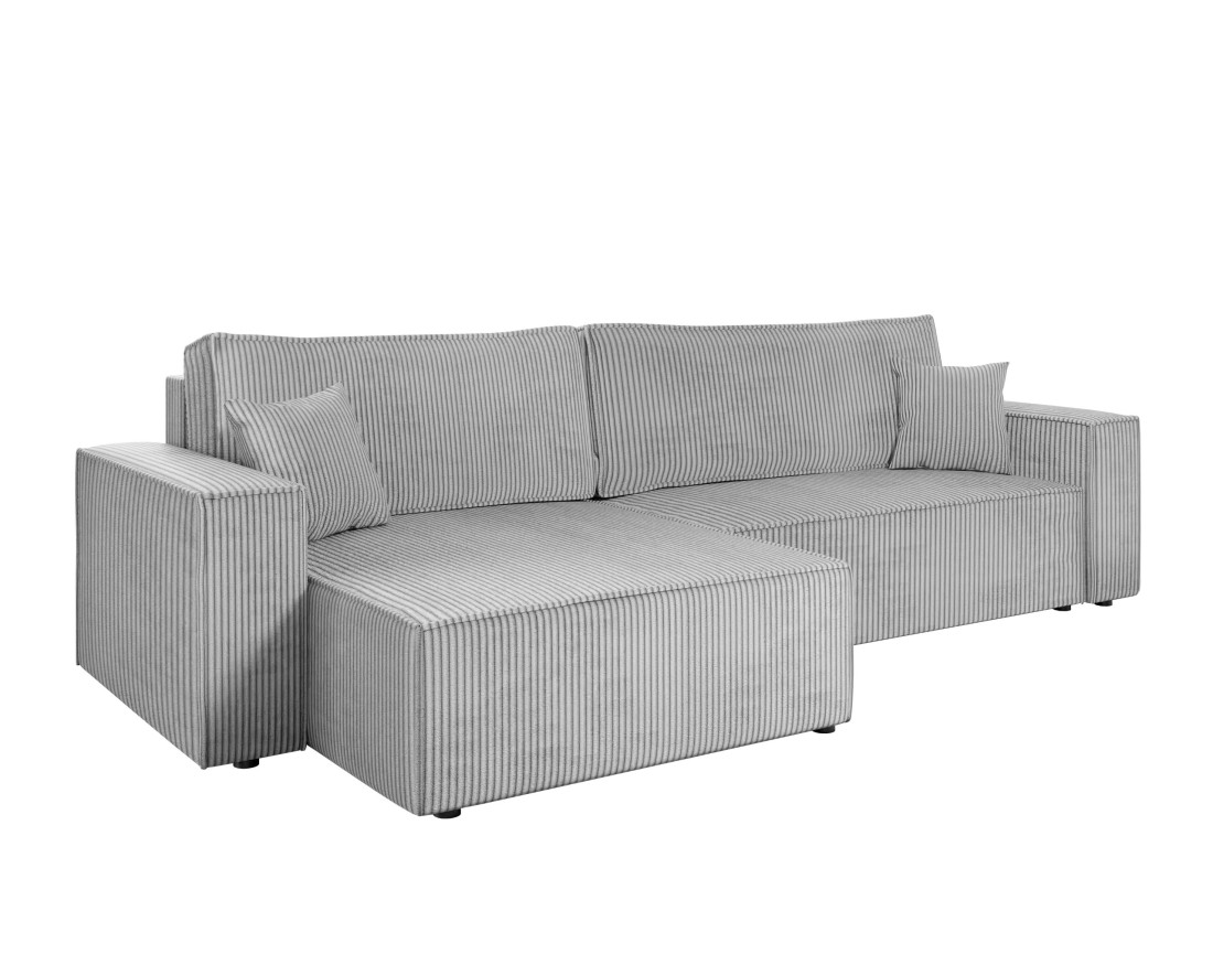 Canapé d'angle réversible 5 places convertible avec coffre en velours côtelé Cezanne