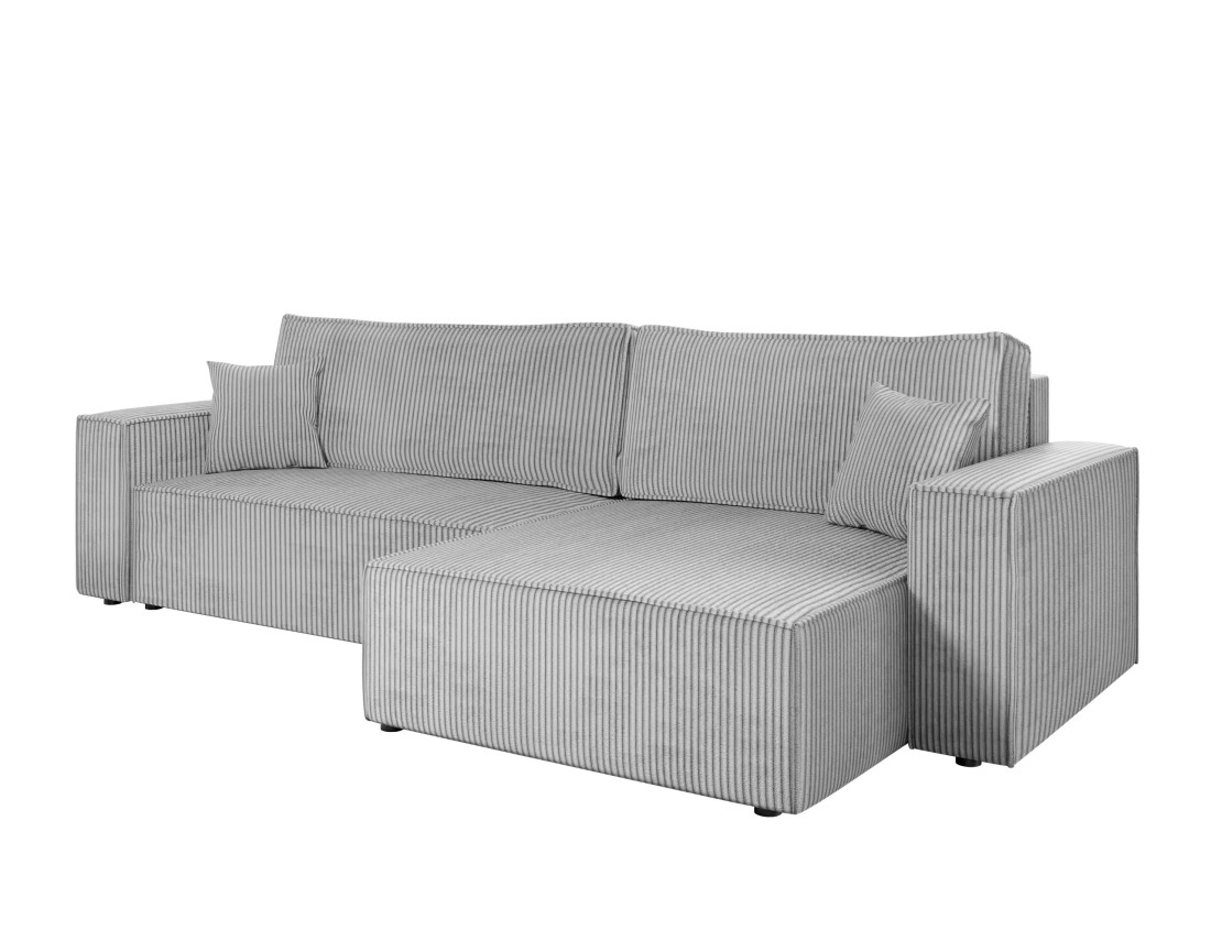 Canapé d'angle réversible 5 places convertible avec coffre en velours côtelé Cezanne