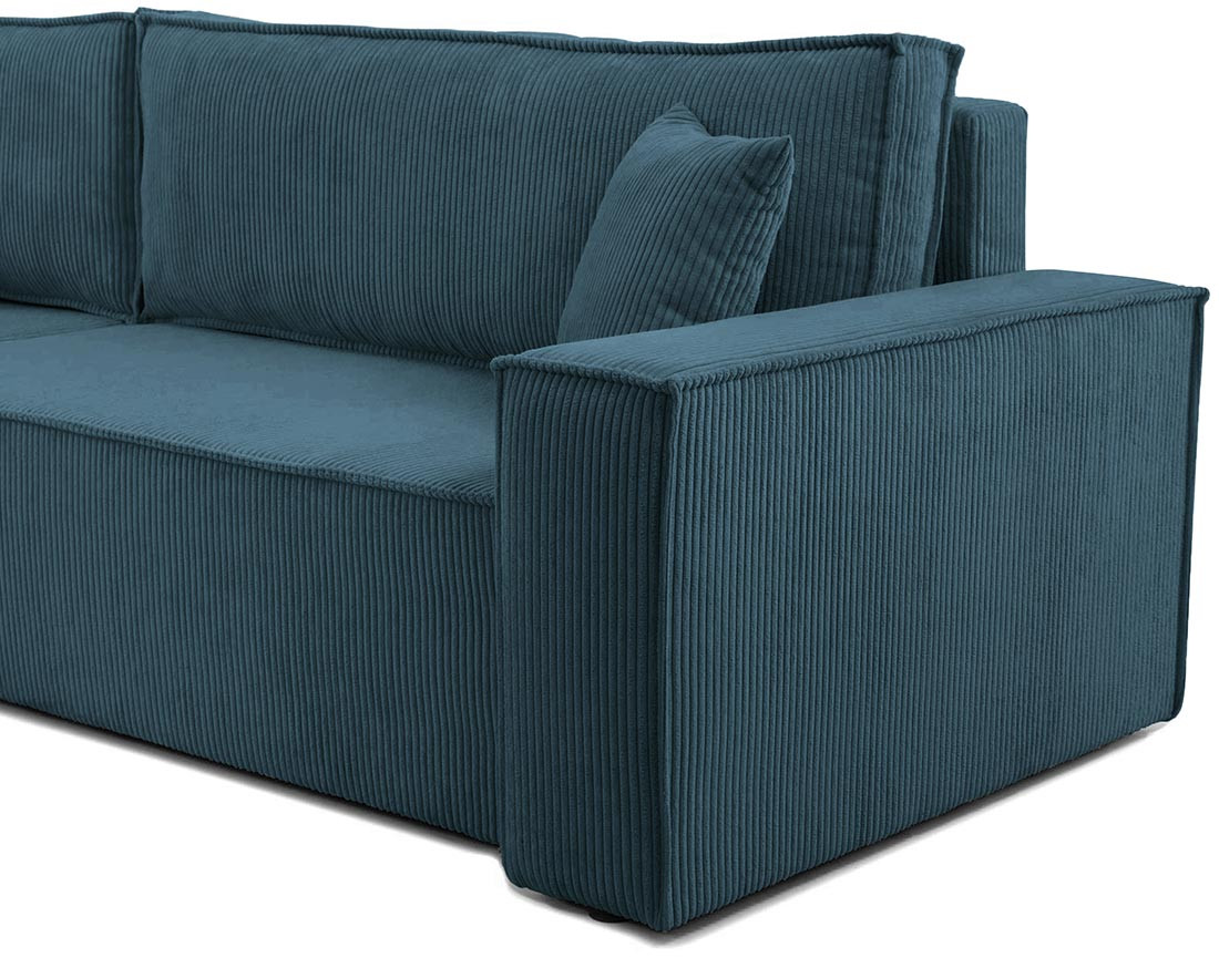 Canapé d'angle réversible 5 places convertible avec coffre en velours côtelé Cezanne