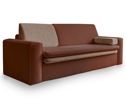 Canapé droit 3 places convertible avec coffre en tissu et tissu texturé Wilson