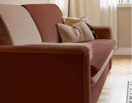 Canapé droit 3 places convertible avec coffre en tissu et tissu texturé Wilson