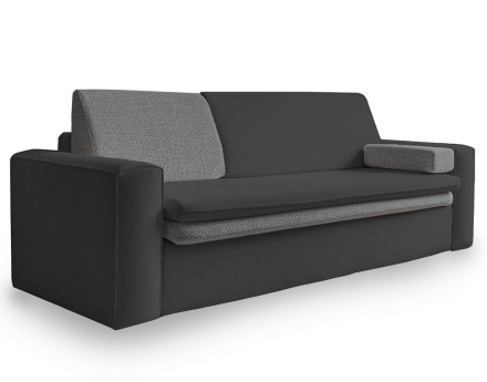 Canapé droit 3 places convertible avec coffre en tissu et tissu texturé Wilson