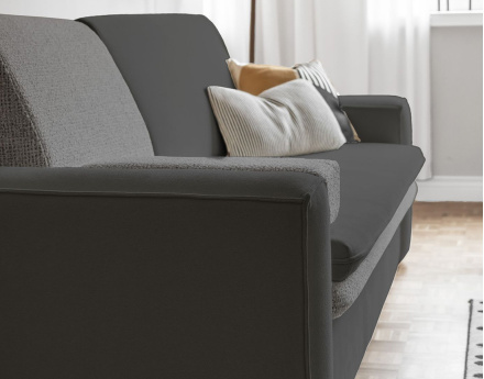 Canapé droit 3 places convertible avec coffre en tissu et tissu texturé Wilson