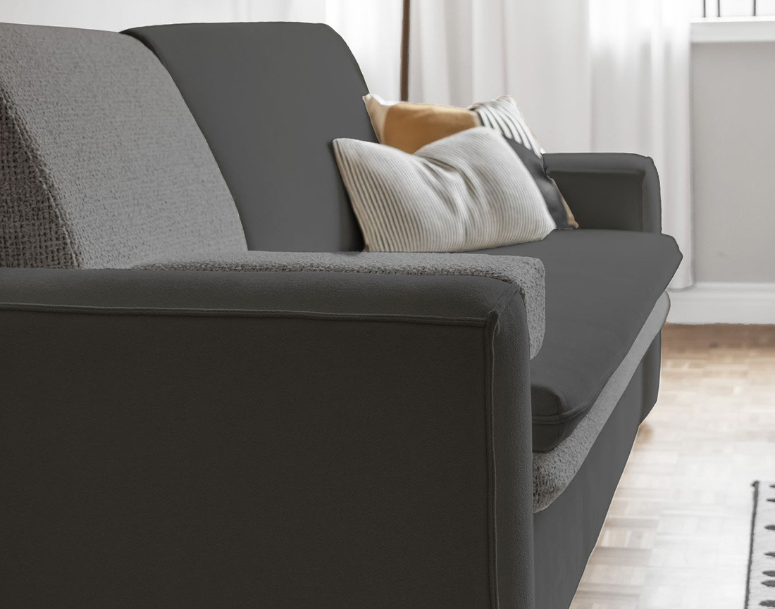 Canapé droit 3 places convertible avec coffre en tissu et tissu texturé Wilson