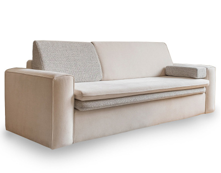 Canapé droit 3 places convertible avec coffre en tissu et tissu texturé Wilson