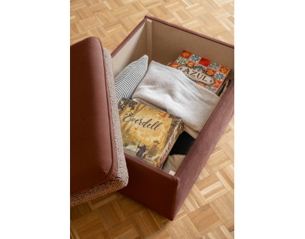 Pouf avec coffre en tissu et tissu texturé Wilson