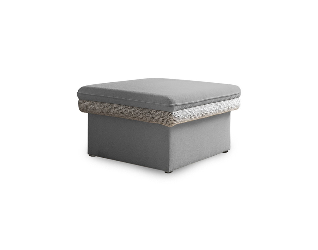 Pouf avec coffre en tissu et tissu texturé Wilson