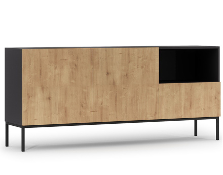 Buffet bas bois et noir 2 portes, 1 tiroir et 1 niche 180 cm Felicia