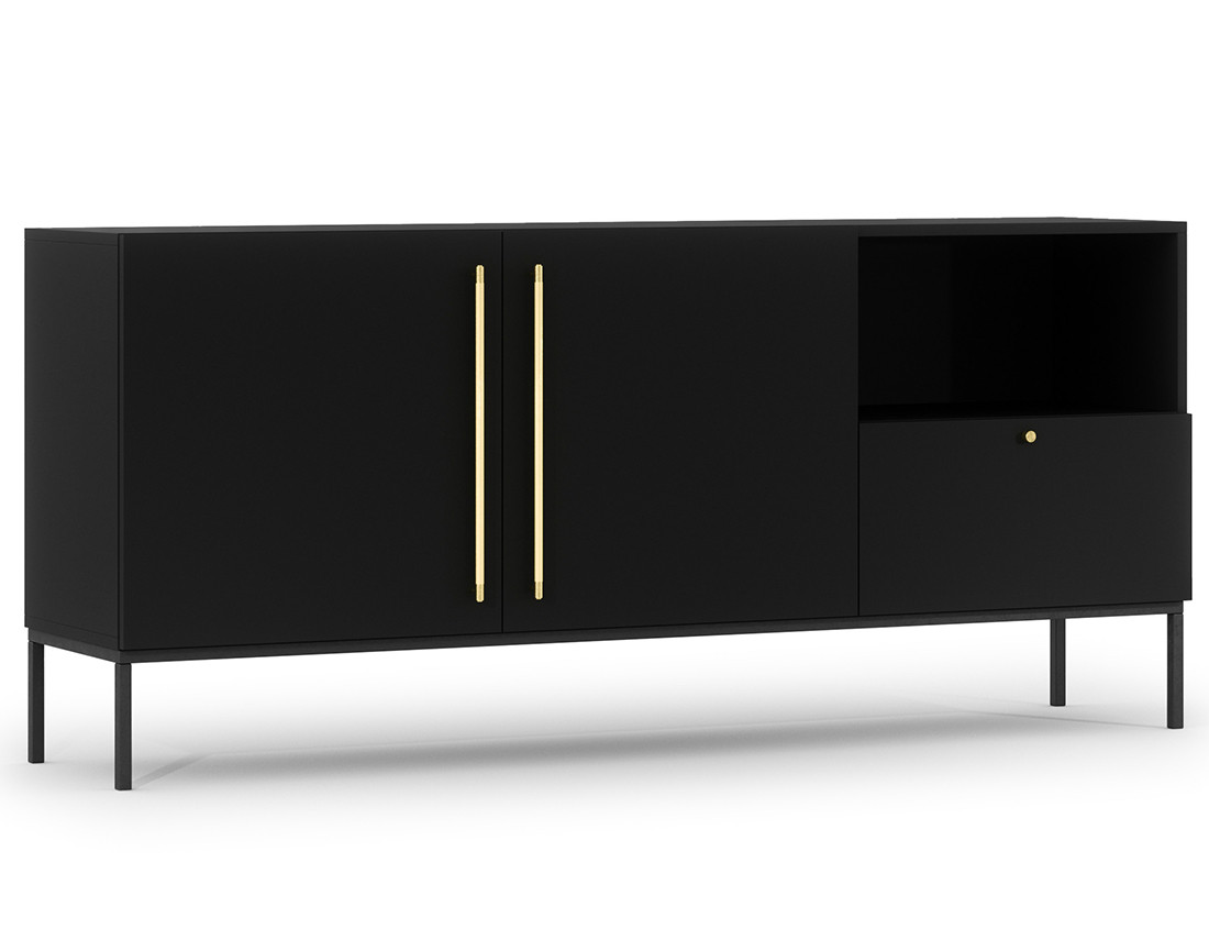 Buffet bas noir 180 cm Felicia