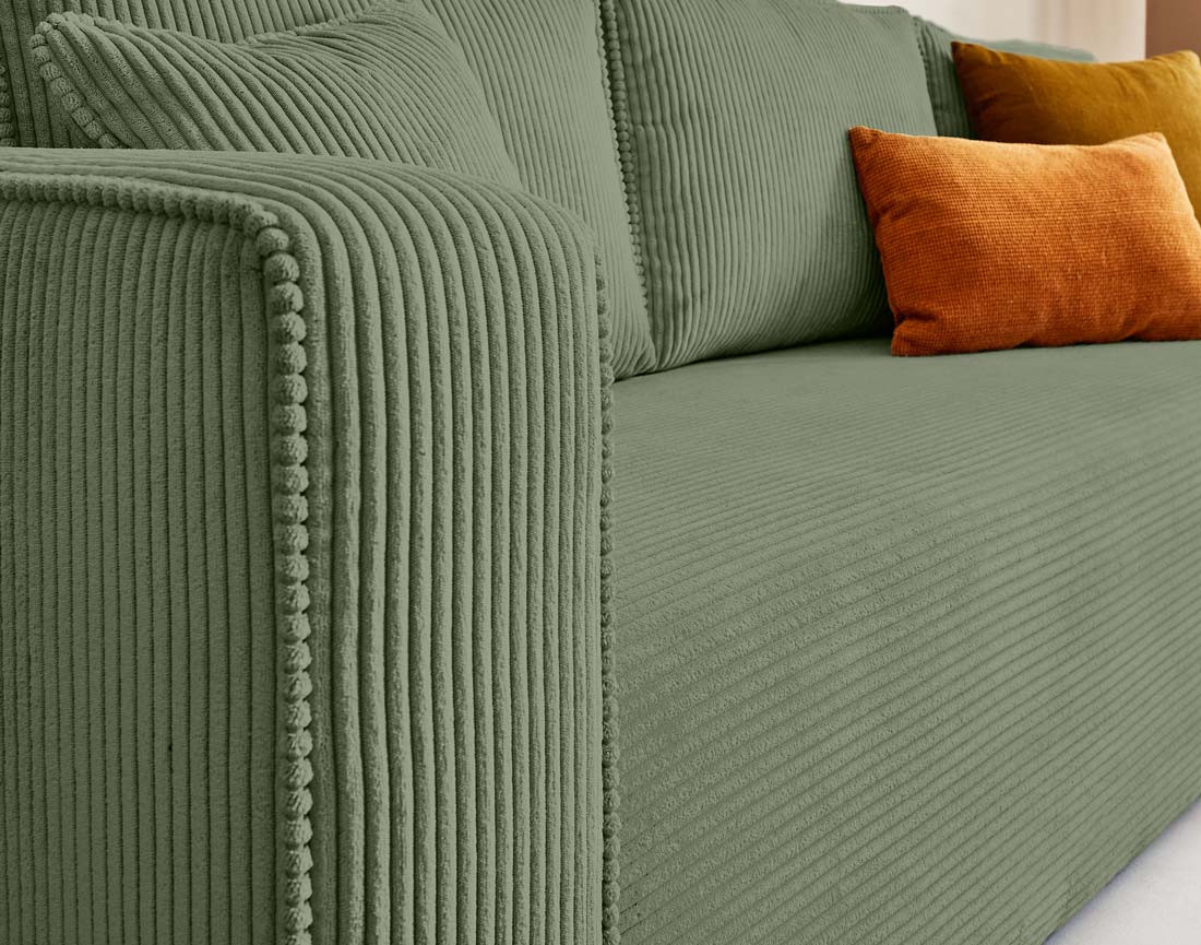 Canapé 3 places convertible avec coffre en velours côtelé Topaze