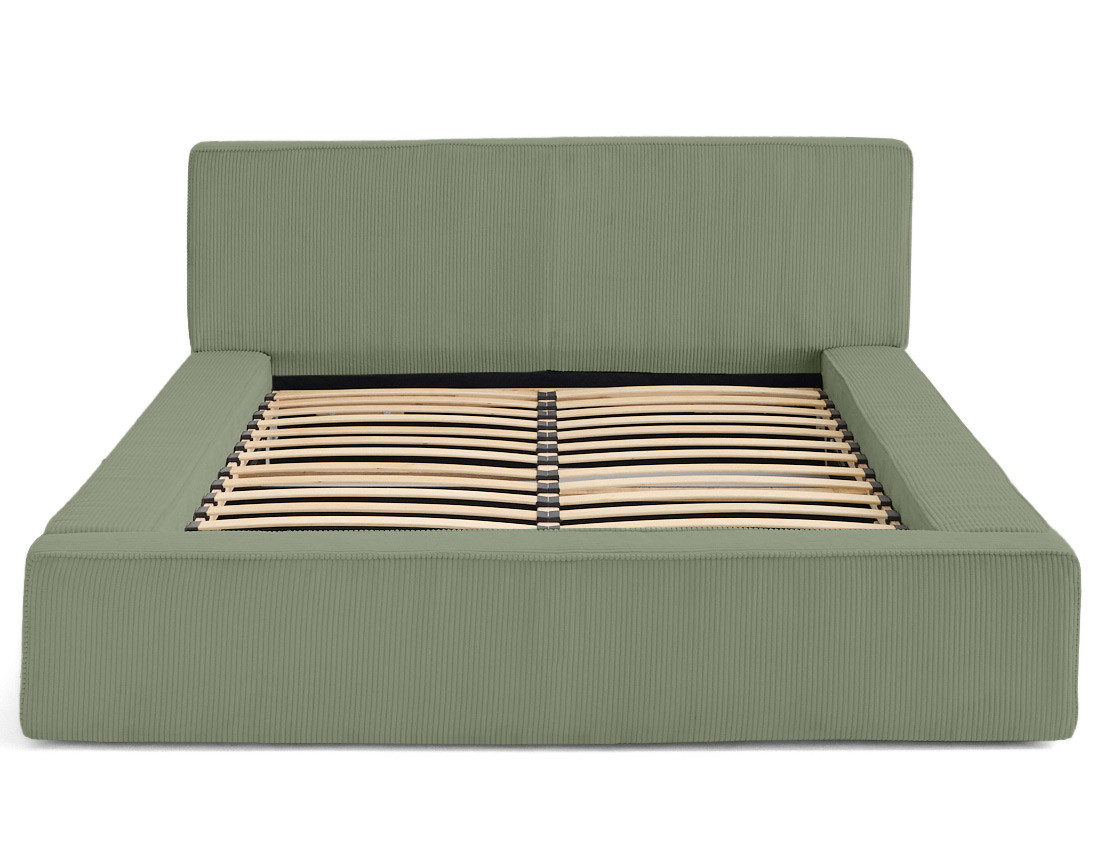 Lit coffre 160x200 cm sommier inclus velours côtelé Topaze