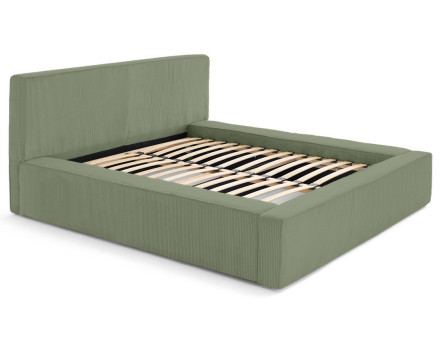 Lit coffre 160x200 cm sommier inclus velours côtelé Topaze
