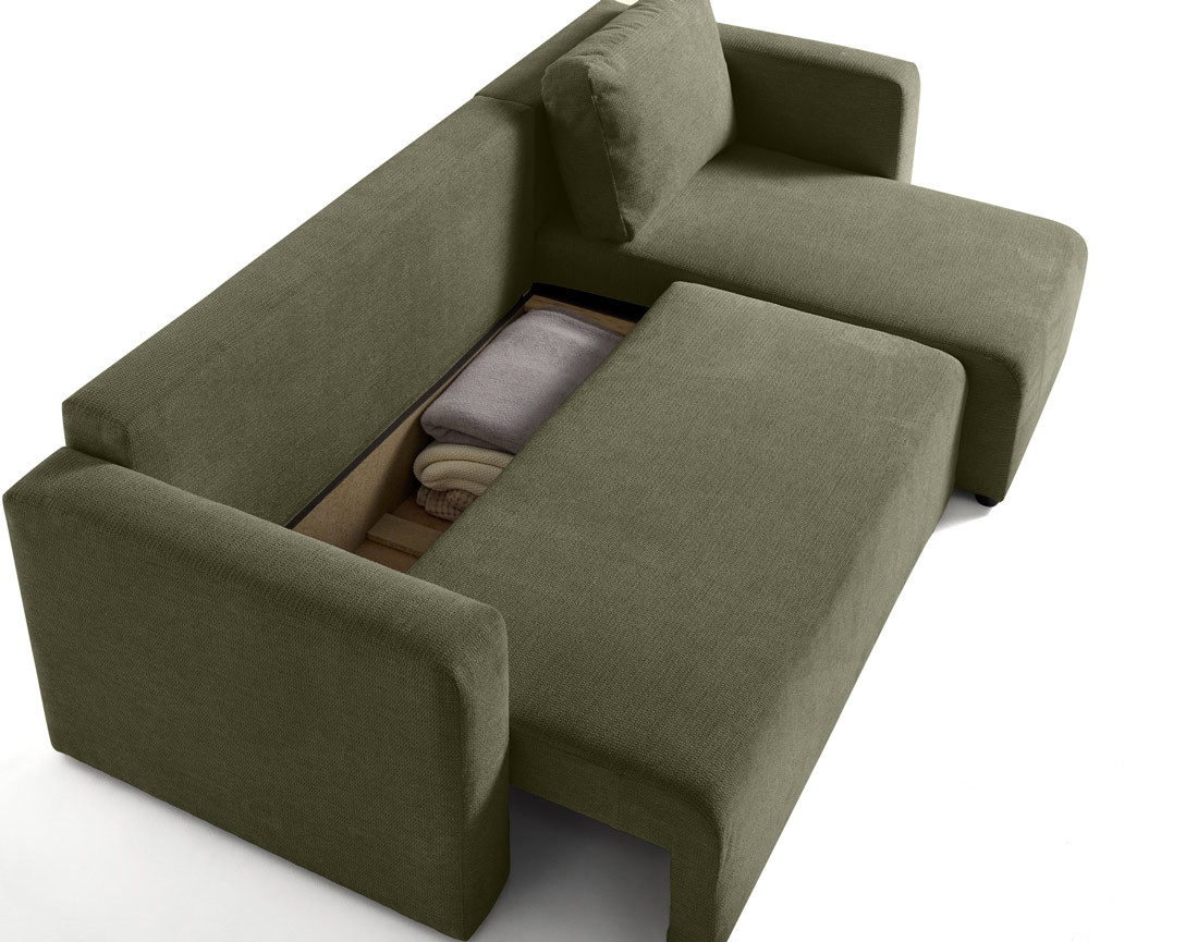 Canapé d'angle réversible 4 places convertible avec coffre en tissu texturé Canopy