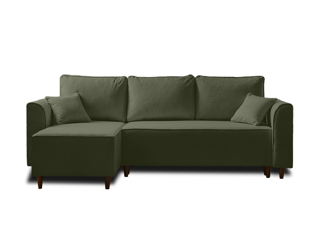 Canapé d'angle réversible 4 places convertible avec coffre en tissu Saphir