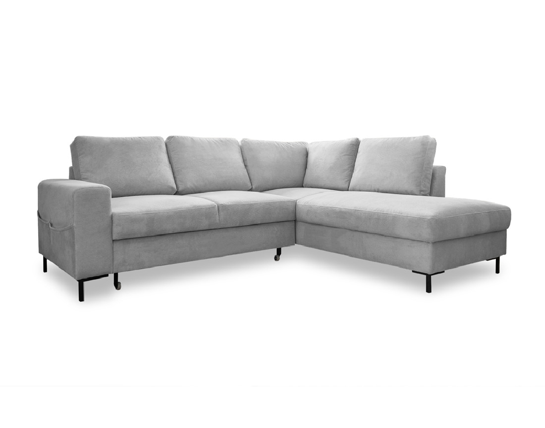 Canapé d'angle droit 5 places convertible en velours côtelé Lilly