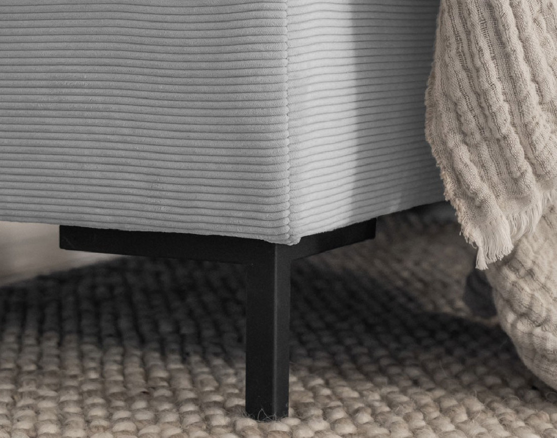 Canapé d'angle gauche 4 places convertible avec coffre en velours côtelé Lilly