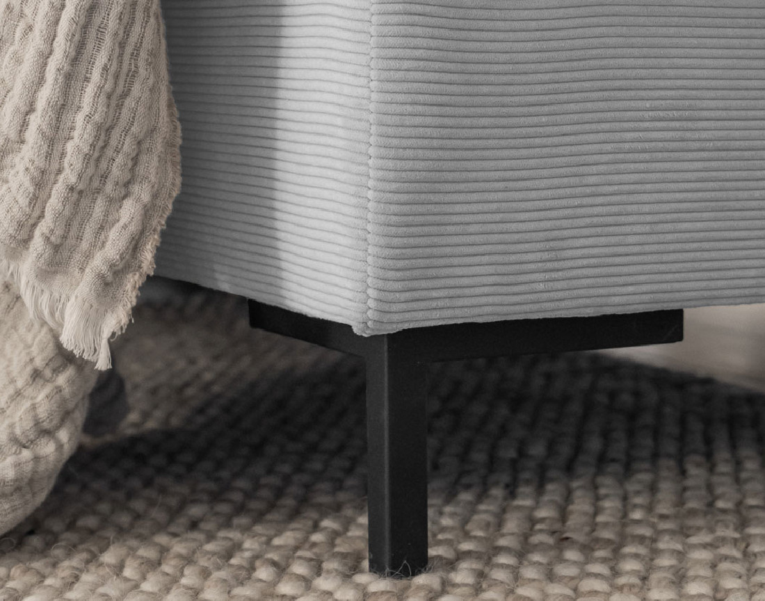 Canapé d'angle droit 4 places convertible avec coffre en velours côtelé Lilly