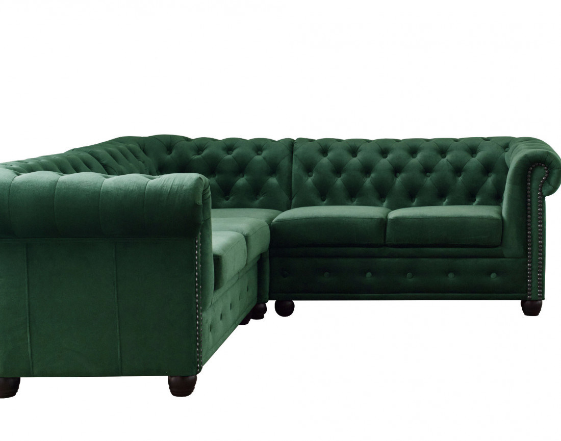 Canapé Chesterfield d'angle réversible 5 places en velours William