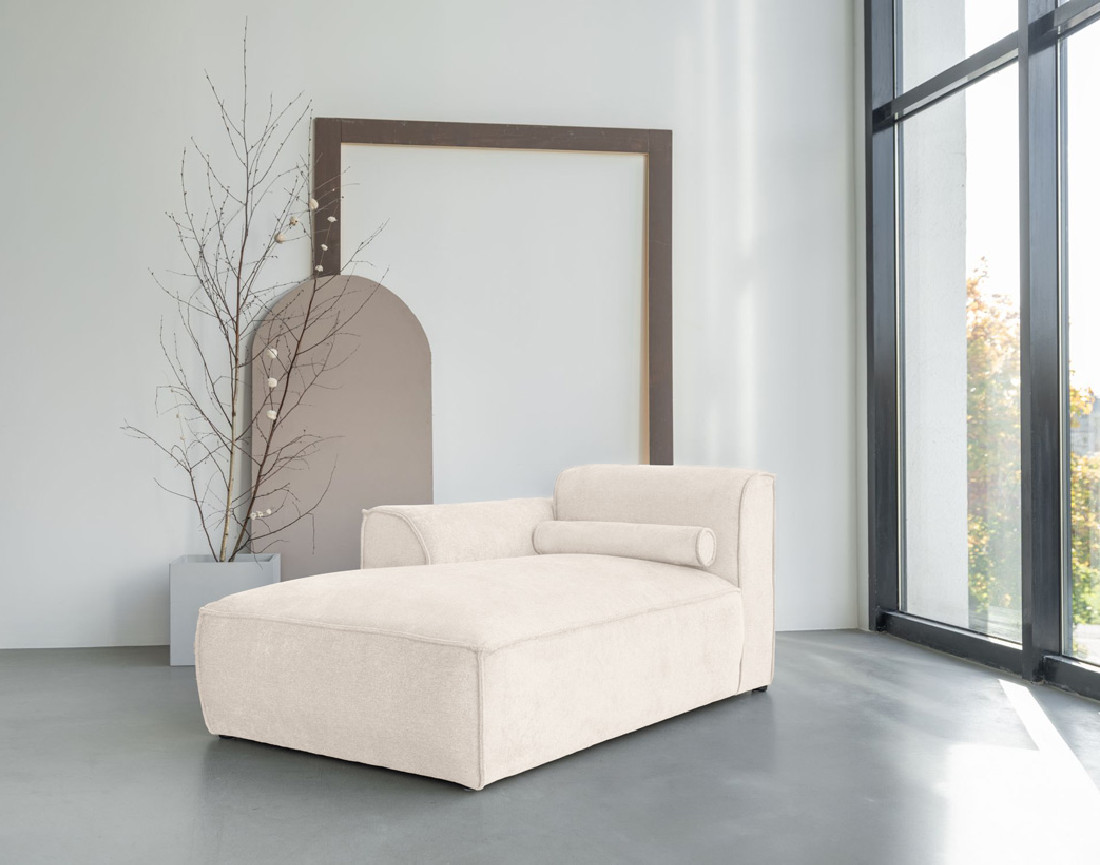 Module d'assise méridienne gauche en tissu texturé Felix