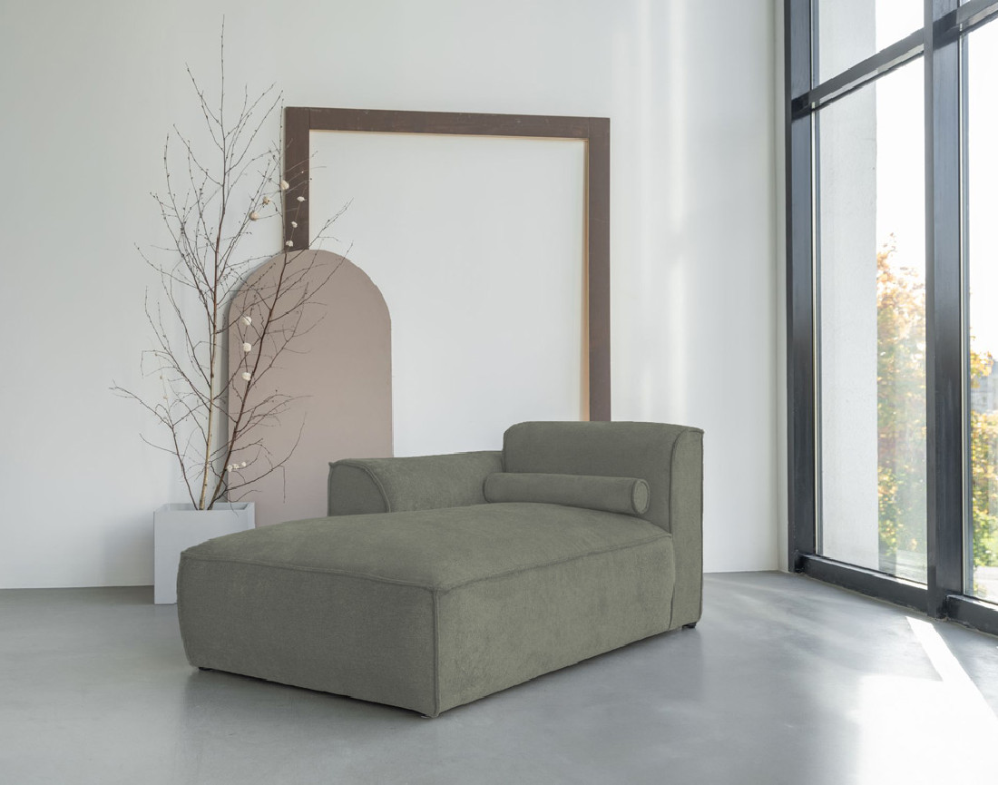 Module d'assise méridienne gauche en tissu texturé Felix