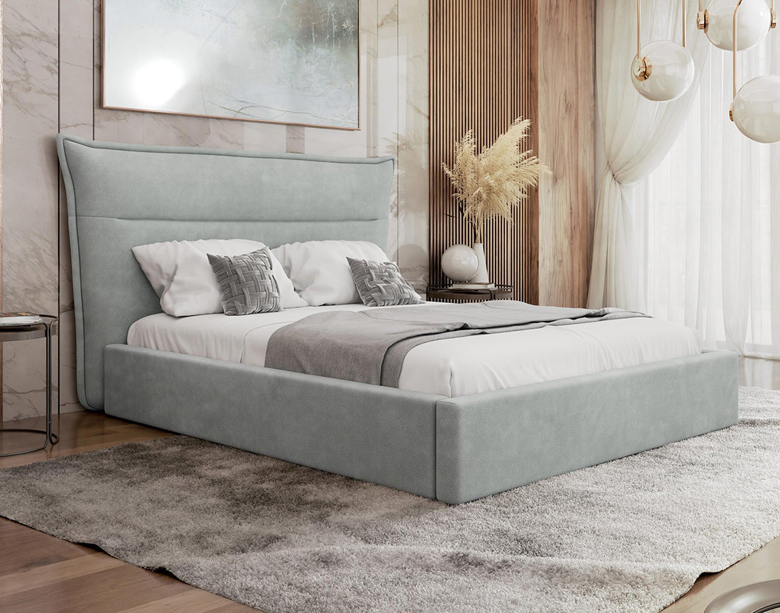 Lit coffre 140x200 cm en velours sommier inclus Emy