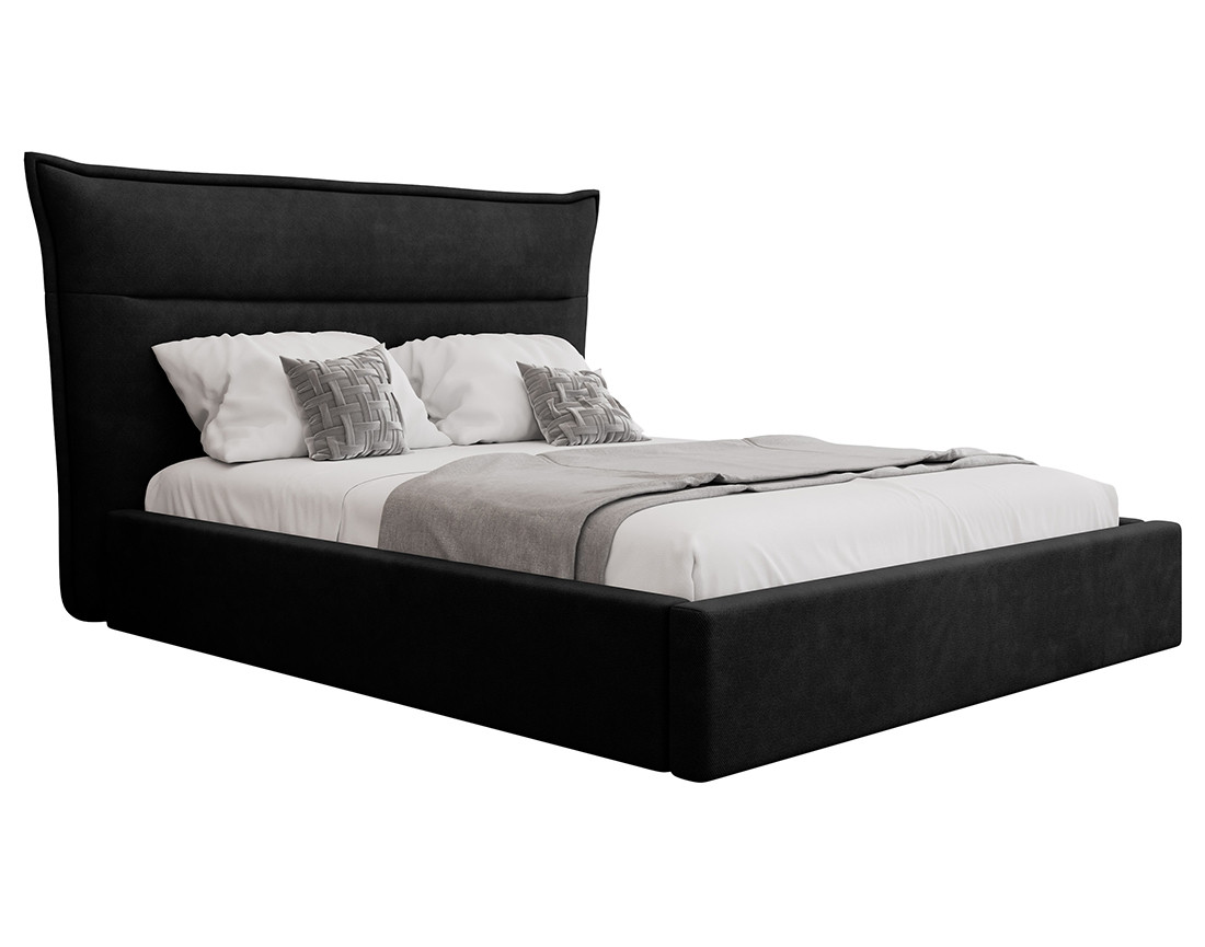 Lit coffre 160x200 cm en velours sommier inclus Emy