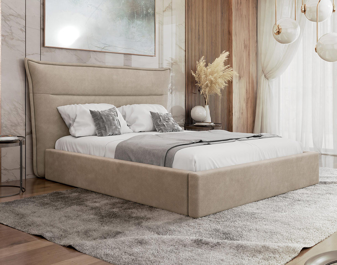 Lit coffre 180x200 cm en velours sommier inclus Emy