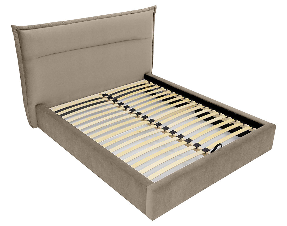 Lit coffre 180x200 cm en velours sommier inclus Emy