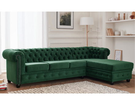 Canapé Chesterfield d'angle droit 4 places en velours William