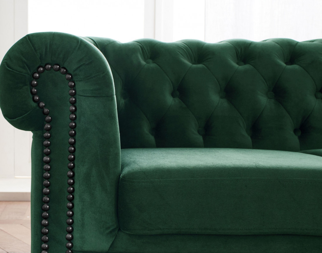Canapé Chesterfield d'angle droit 4 places en velours William