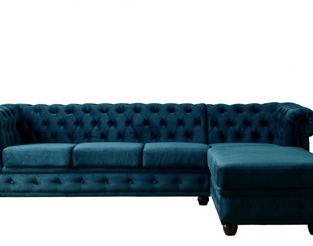 Canapé Chesterfield d'angle droit 4 places en velours William