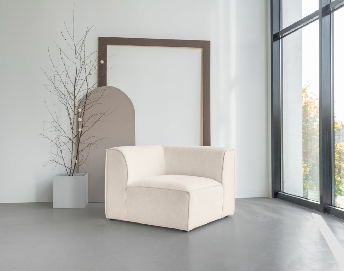 Module d'assise d'angle réversible en tissu texturé Felix